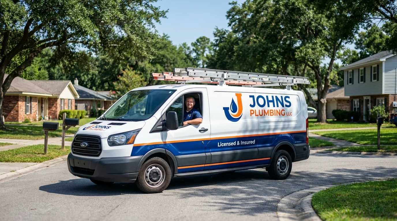Johns Plumbing LLC service van in Richwood, NJ