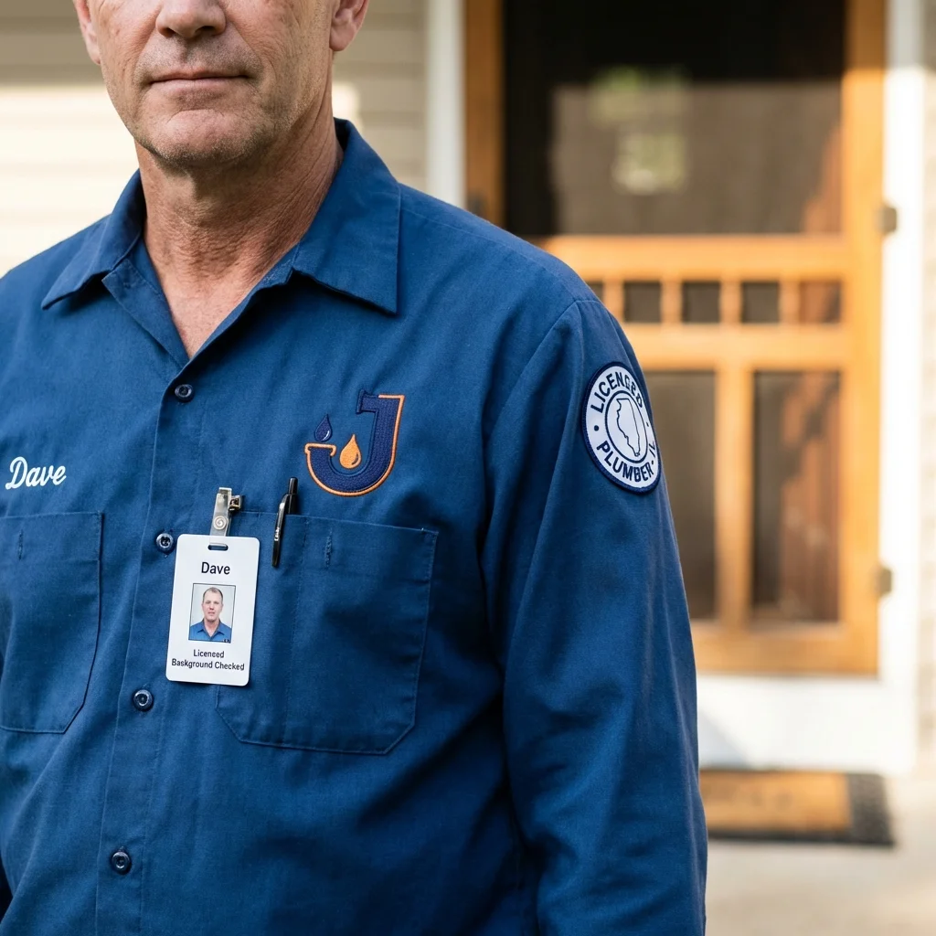 Licensed plumber showing ID badge in Richwood, NJ