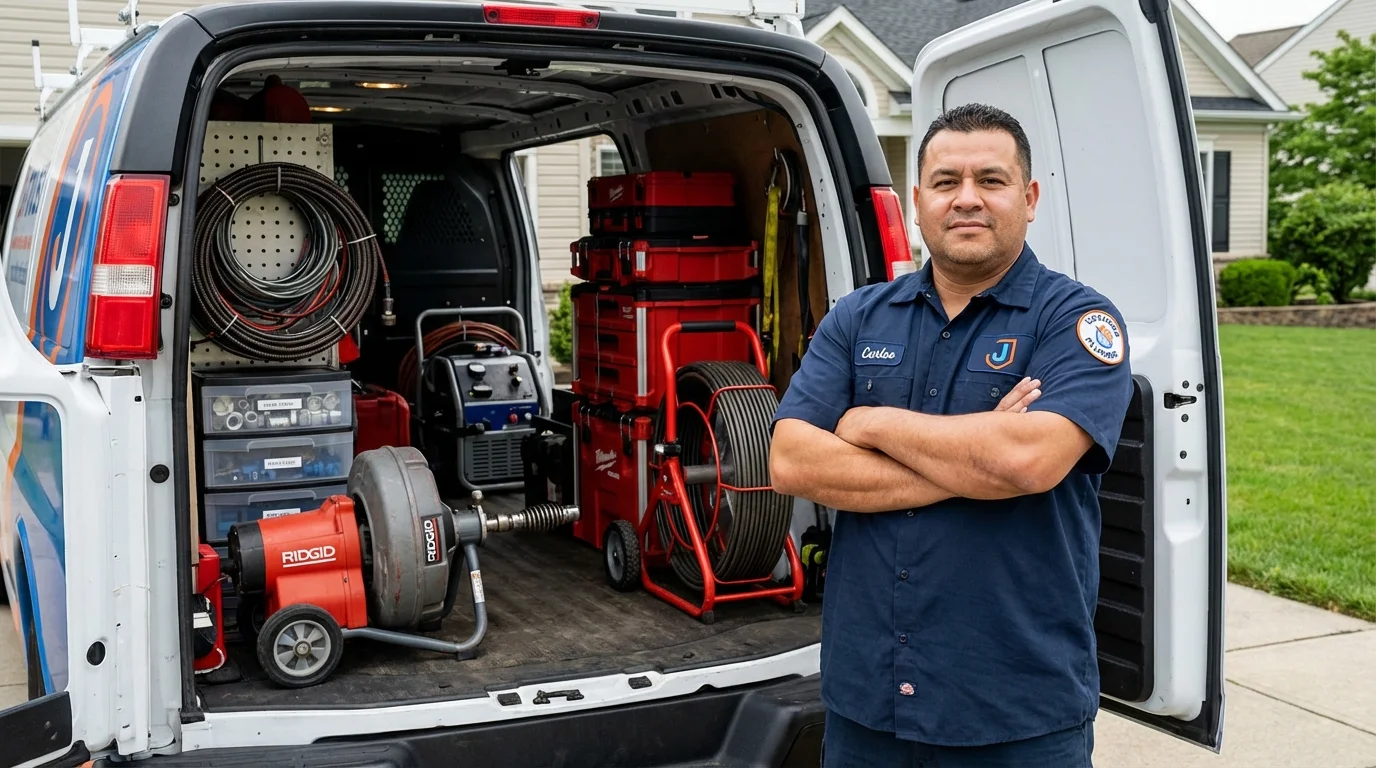 Professional drain cleaning equipment and Johns Plumbing LLC plumber in Richwood
