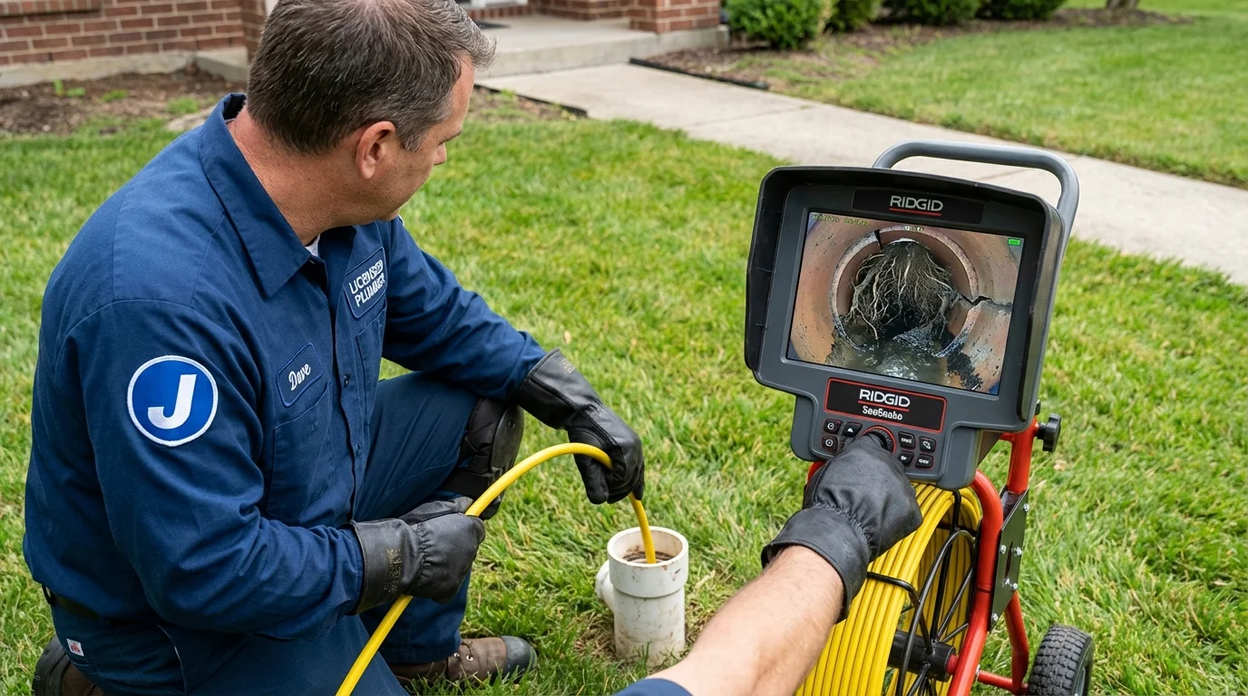 Sewer camera inspection being performed by Johns Plumbing LLC in Richwood