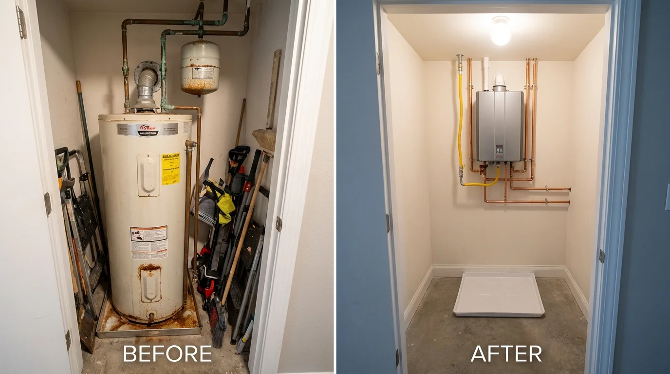 Tank water heater versus wall-mounted tankless unit comparison for Richwood, NJ homeowners